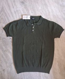 Men's Green Knit Polo Shirt