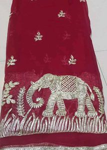 Embroidered Elephant Saree