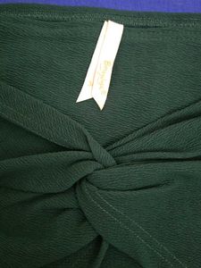 Green Knotted Mini Skirt