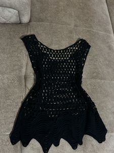 Black Crochet Sleeveless Top