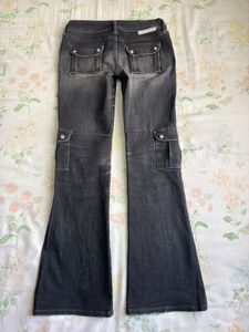 Women's Dark Wash Cargo Flare Jeans
