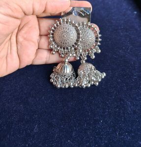 Antique Silver Jhumka Earrings