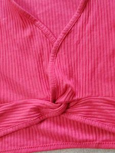 red ribbed Trendy Twisted Crop Top