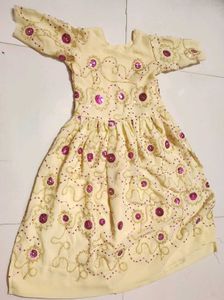 Embellished cream Ethnic Frock