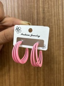 Baby Pink Mini Triple Hoop Earrings