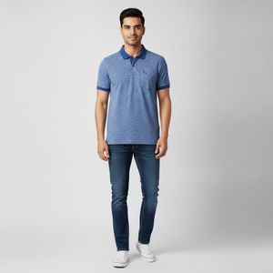 Men's Blue Heathered Polo T-Shirt