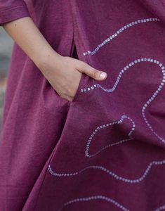 Chic Purple Embroidered A-Line Dress