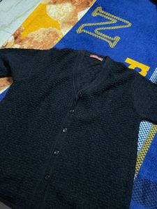 Black Textured Cardigan
