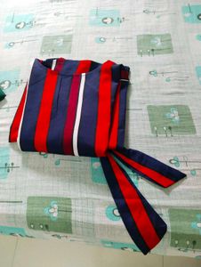 Chic Striped Midi Dress with Belt