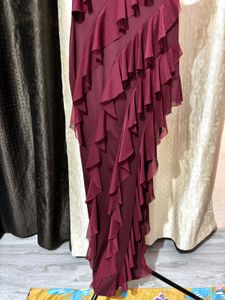 Burgundy Ruffled Maxi Dress