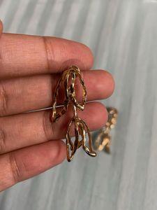 Unique lotus Gold Tone Dangle Earrings