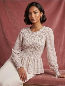 Chic Floral Smocked Peplum Top