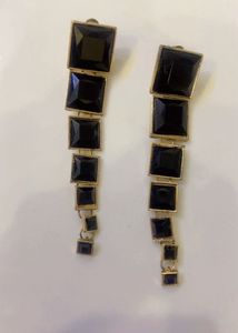 New Elegant Black Gemstone Drop Earrings