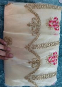 Cream &amp; Gold Embroidered Skirt with duppata