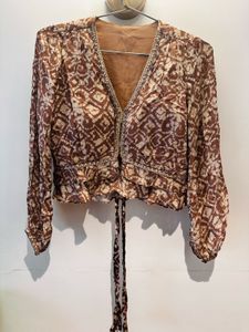Beautiful Brown Printed Peplum Top – Perfect for F