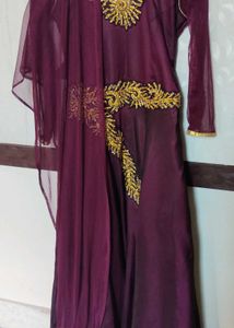 Elegant Maroon Embroidered Anarkali Gown