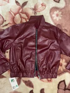 Burgundy Faux Leather Jacket