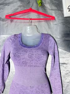 Purple Long Sleeve Printed Top