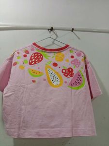 Pink Fruit Print "Hello Summer" T-Shirt