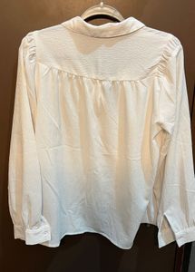 Elegant White Textured Button-Up Shirt