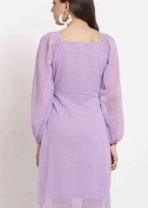Chic Lavender Puff Sleeve Dress
