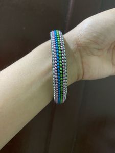 Boho Chic Beaded Metal Bangle Set