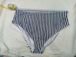 Striped High🖤-Waisted Bikini Bottom