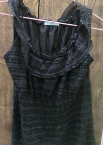 Elegant Black Lace Ruffled Top