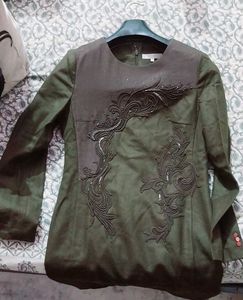 Elegant Green Woolen Dress