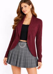 Burgundy Shawl Collar Cardigan