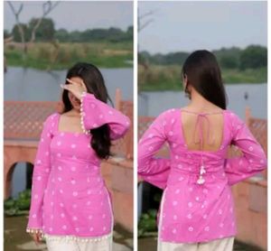 Pink corset back cotton kurti