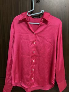 Satin Pink Button-Up Shirt