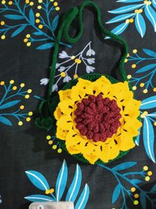Handmade Crochet Sunflower Sling Bag