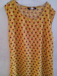 Yellow Printed Kurti