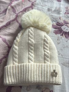 New Woollen Cream Beanie Or Cap
