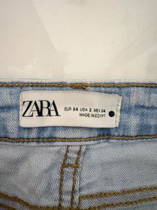 Zara Blur Ripped Denim Bootcut Jeans