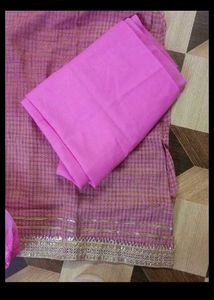 Pink Checkered dress material