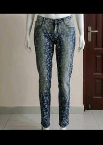 Floral Print Denim Jeans