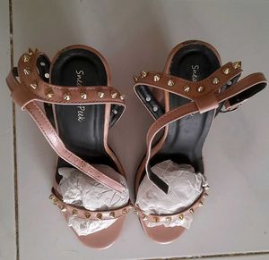 Studded Pink Block Heels with flaws