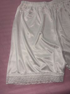 White Lace Trimmed Slip Shorts