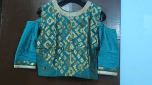 Teal & Gold Embroidered Blouse