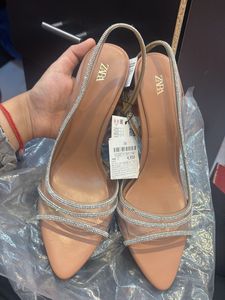 Zara Strappy Embellished Slingback Heels