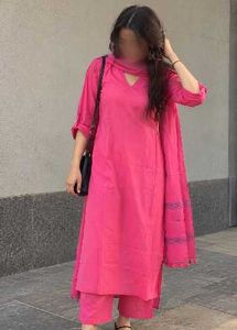 Pink Kurta Set with Matching Pants and Dupattal