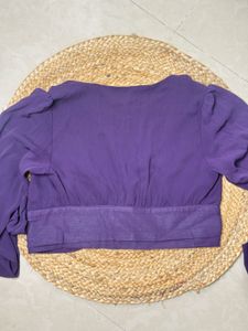 Elegant Purple V-Neck Crop Top