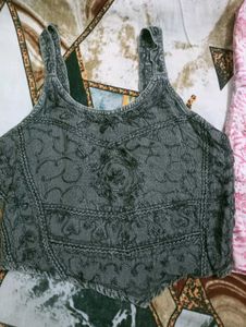 combo Embroidered Ethnic Top &amp; Printed Kurta