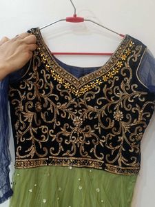 Green Embroidered Anarkali Gown