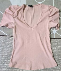 Chic Puff Sleeve V-Neck Top