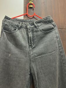 Grey Wash Wide Leg Jeans