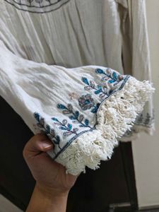 Boho Embroidered Cream shrug