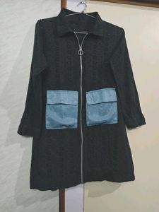 Black Eyelet Zip-Up Jacket 🖤🔷